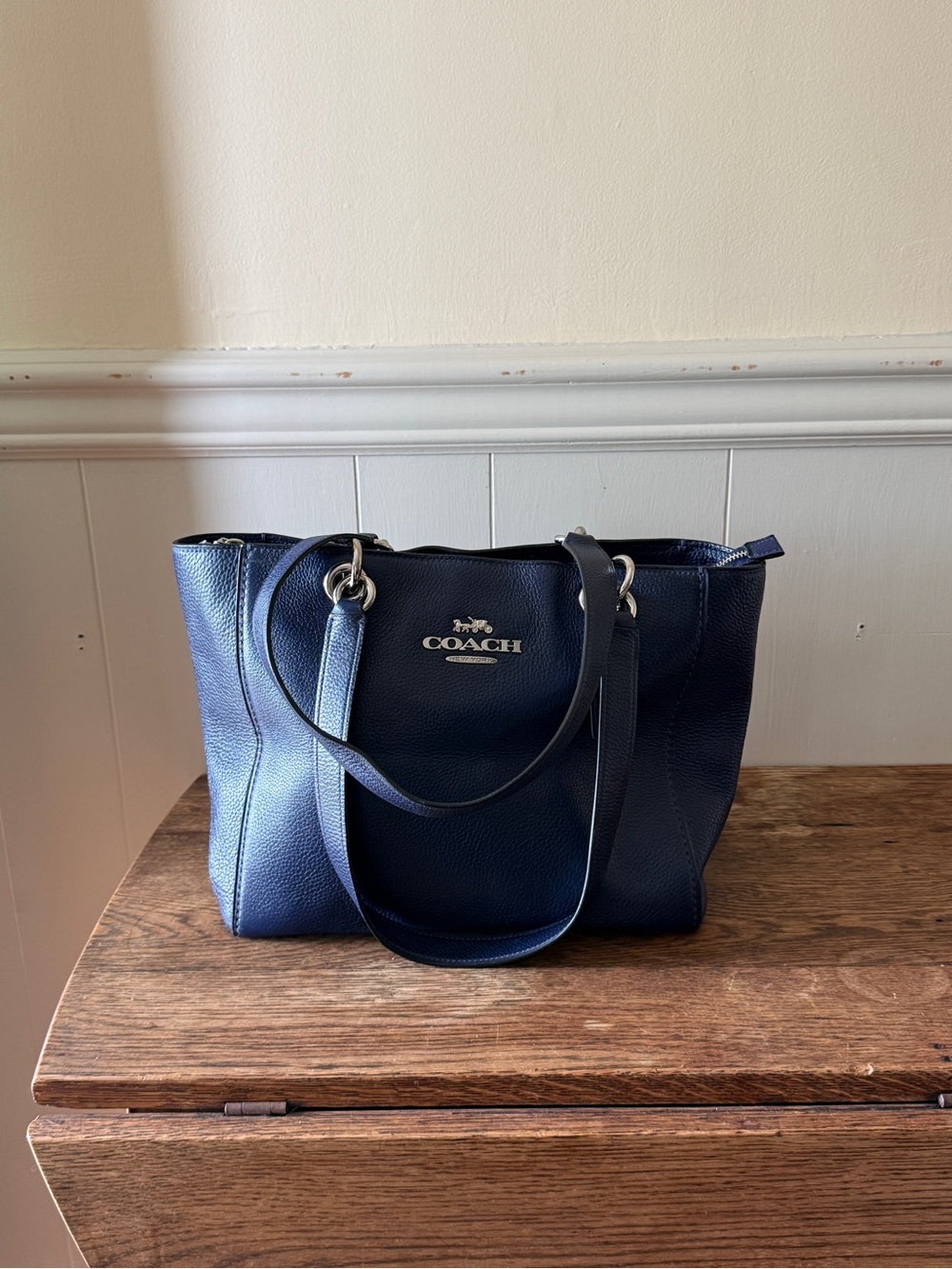 Coach Jes Navy Pebble Leather Tote Bag 76701